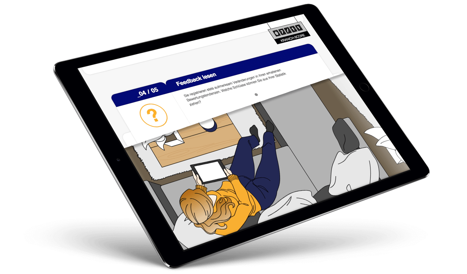 Tablet-Ansicht aus dem Performance-Management-E-Learning für Lufthansa