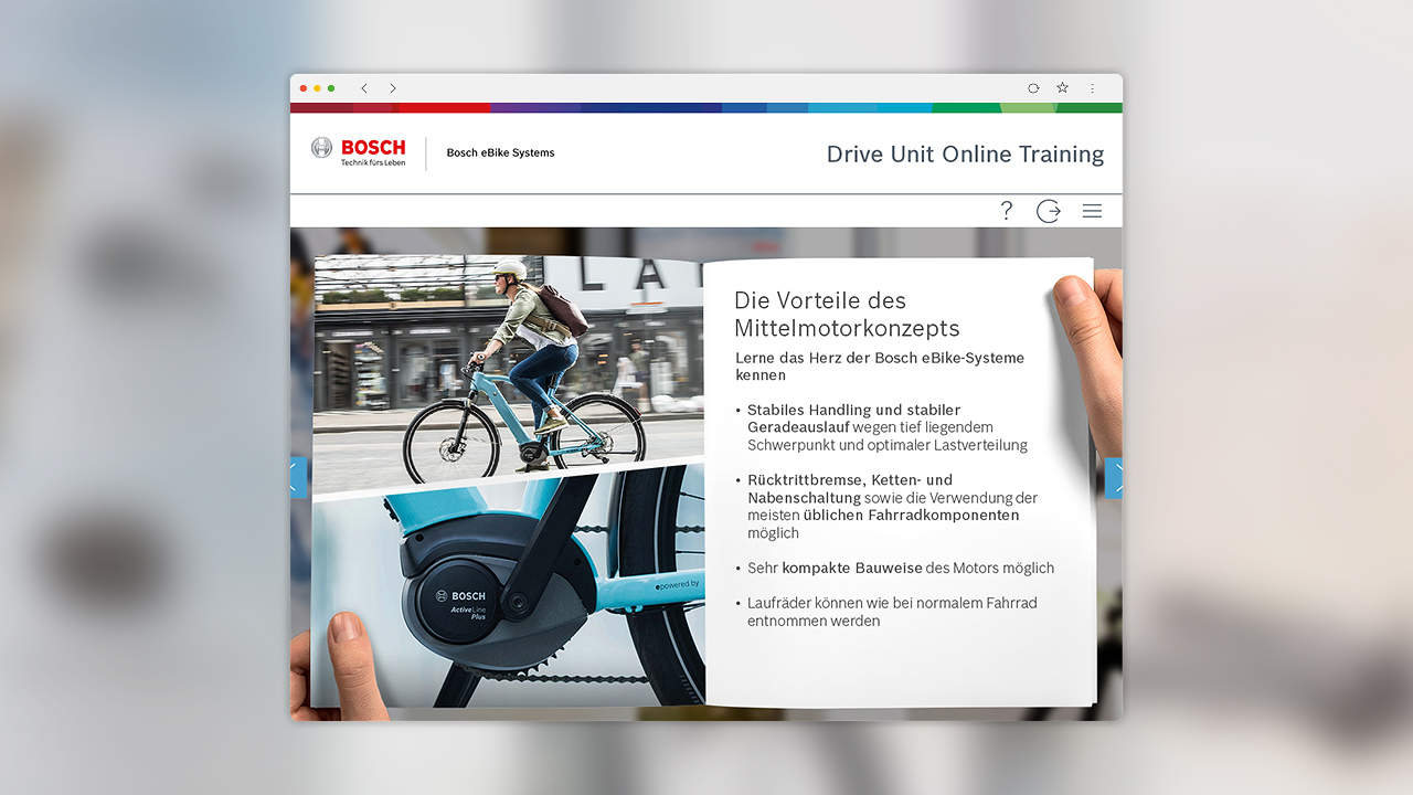 Mittelmotorkonzept erklärt in den eBike E-Learnings für Bosch