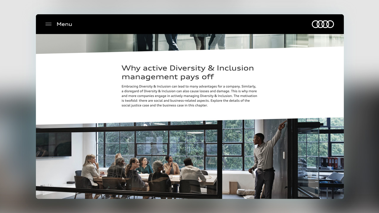 Vorteile präsentiert im Diversity & Inclusion E-Learning für Audi